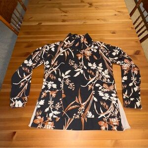 Columbia Womens Lodge Funnel Pullover Floral Black Size Medium Pockets Outdoor